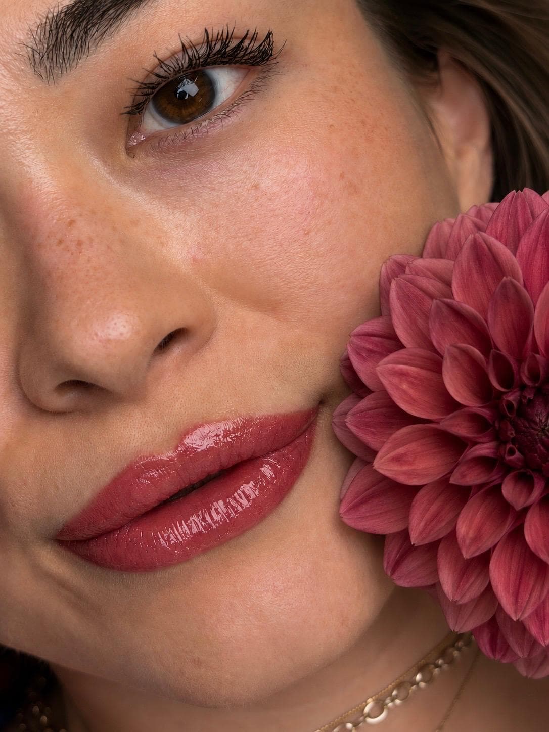 Close up of healed lip blush